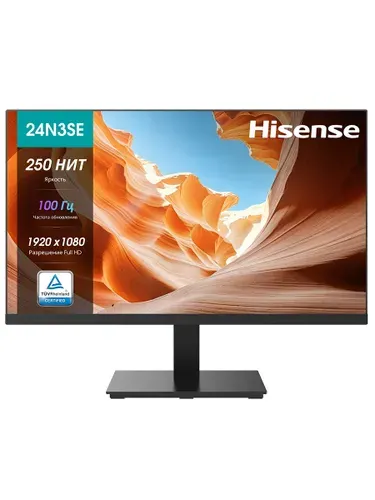 Hisense 24" Монитор 24N3SE, 100 Гц, Flicker Free, Low Blue Light, VA, 1920x1080 Full HD, 100 Гц, черный, черный матовый