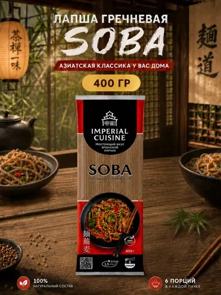 Imperial cuisine Макароны Лапша гречневая Cоба 400 гр