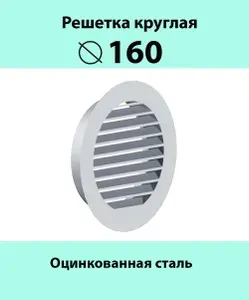 Вентиляционная решетка 160 мм круглая оцинкованная сталь