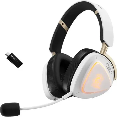 Беспроводная игровая гарнитура ASUS ROG DELTA II-KJP/WHT, 2.4GHz, Bluetooth, 3.5mm, 315g, 20Hz20kHz, RGB Lighting белый (90YH04C0-BHUA10)