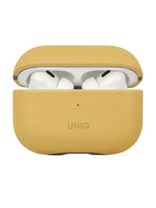 Чехол Uniq Lyden DS для беспроводных наушников Apple Airpods Pro 2 из премиальной экокожи со шнурком на запястье, желтый с коричневым