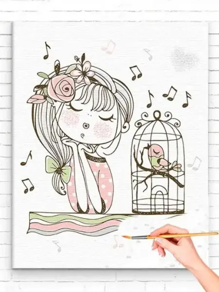 Живопись по номерам Картина по номерам Девочка с мопсом Cute girl Девушка