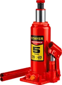 Домкрат бутылочный гидравлический STAYER RED FORCE, 5т, 216-413 мм, (43160-5)