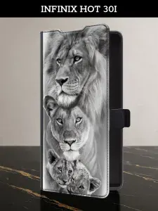 Чехол-книжка на Infinix Hot 30i (Инфиникс Хот 30i) с картой и принтом "Львиный прайд"