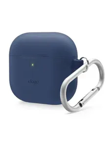 Чехол Elago Silicone Hang для беспроводных наушников Apple Airpods 4 силиконовый с металлическим карабином, синий