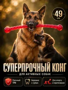 Игрушки для собак крупных пород, конг, грызак неубиваемый. Розовый 49 см.