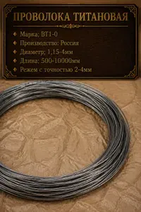 Титановая проволока ВТ1-0, Диаметр 4мм х 500мм