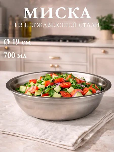 SKYPHOS Миска металлическая кухонная 700 мл d=19 см