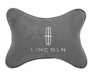 Подушка на подголовник автомобильная светло-серая алькантара LINCOLN
