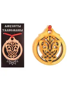 Амулет славянский "Счастливые аисты" (оберег, талисман) деревянный, из бука; подвеска (медальон, кулон), сувенир в авто