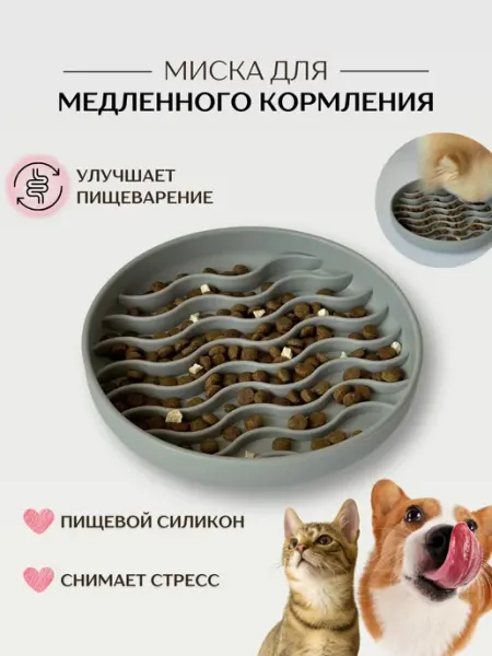 Миска для медленного кормления с лизательным ковриком