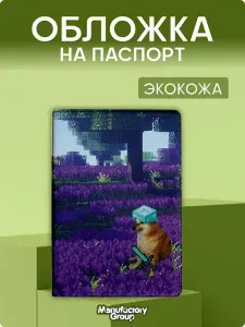 Обложка на паспорт с принтом Мем майнкрафт кот прикол