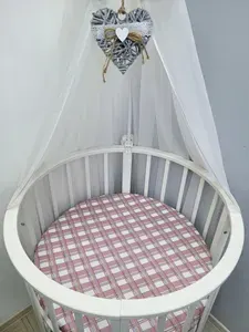 Простынь на резинке на матрас d75 "Розовая клетка"