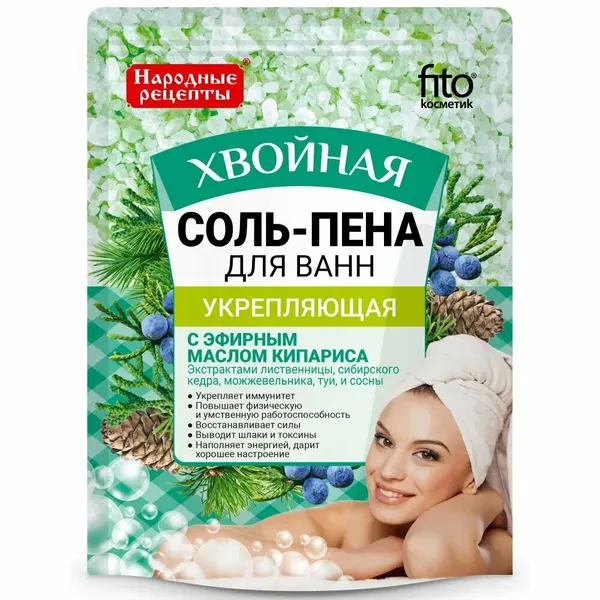Соль-пена Fito Косметик Укрепляющая, хвойная, Народные рецепты, 200г