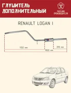 Автомобильный глушитель дополнительный / резонатор средняя часть ТДГ для машин Renault Logan I, Dacia Logan