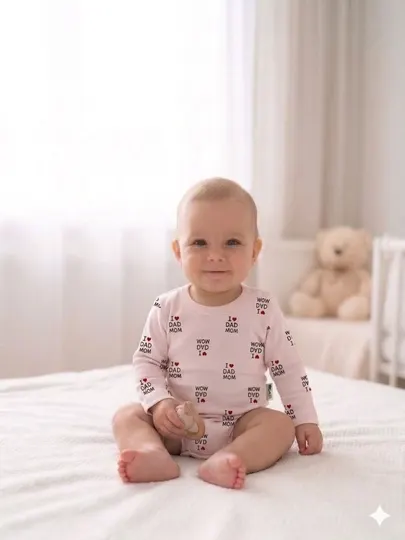 Детский боди для новорожденных I Love Dad & Mom)