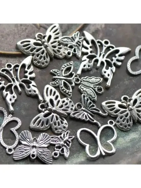 Микс металлический из подвесок бабочки 20 г Кафебижу