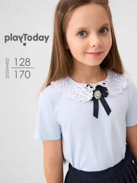 Блузка трикотажная с коротким рукавом нарядная футболка PlayToday