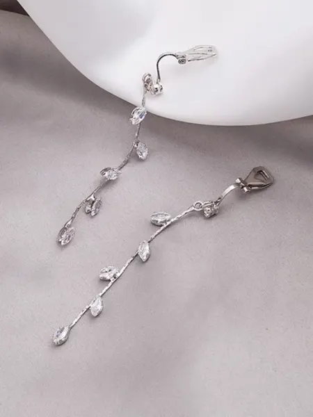 Серьги клипсы длинные веточки листики бижутерия DamEll.Aks