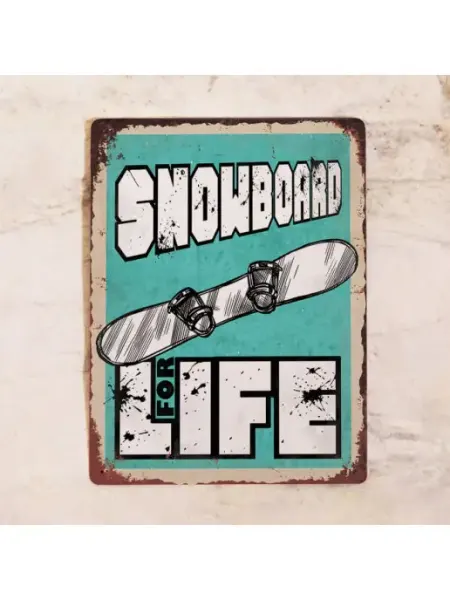 Жестяная табличка Постер Snowboard for Life, металл, 20х30 с… Декоративная жесть