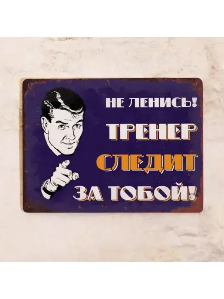 Постер Тренер следит за тобой!, металл, 20х30 см Декоративная жесть