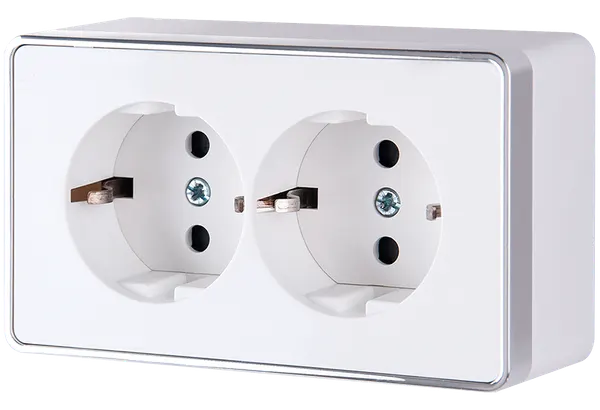Штепсельная розетка накладная двойная WERKEL GALLANT 16A 250V WL15-02-03 / W5072101 белый с/з
