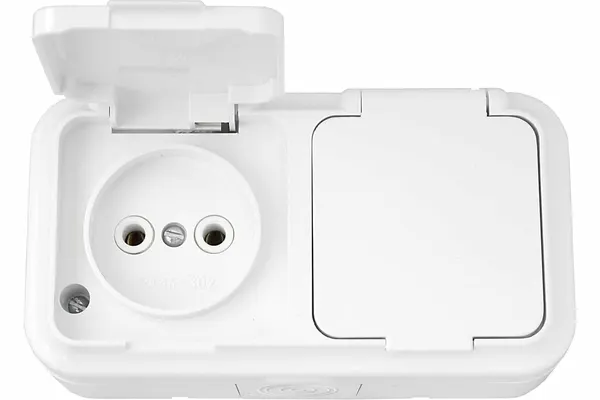 Bylectrica Роз. 2-местн. ОУ IP54, серия пралеска аква, белый, РА16-302