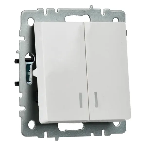 Выключатель встраиваемый двухклавишный с подсветкой IEK BRITE BR-V20-1-10-K01 ВС10-2-1-БрБ белый