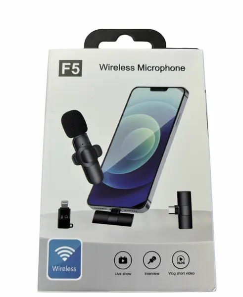 Микрофон петличный беспроводной (bluetooth) F5 для type-c и Lightning