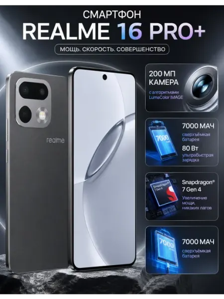 Смартфон 16 Pro+ 5G 8 256Gb серый Realme
