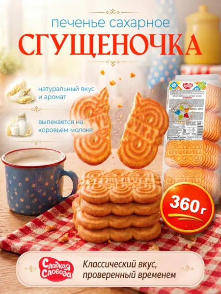 Печенье сахарное для детского питания Сгущеночка 360 гр Сладкая слобода
