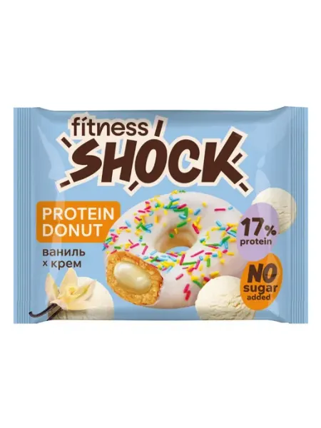 Пирожное протеиновое Донат с ванилью и кремом, 70г FitnesSHOCK