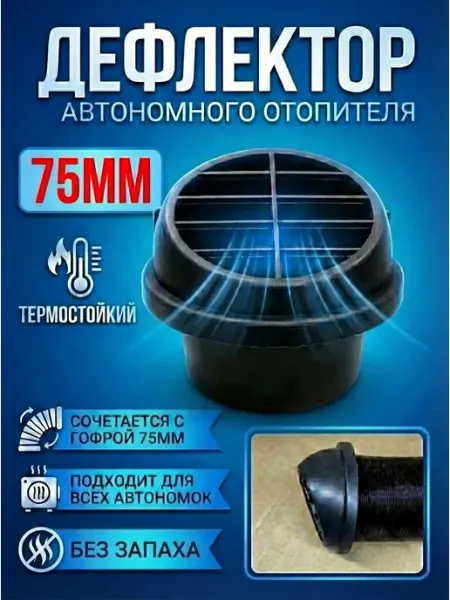 Дефлектор для автономного отопителя 75 мм поворотный плоский Смотрите все модели и запчасти здесь