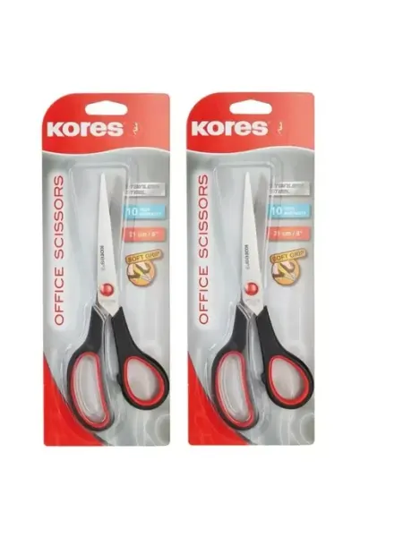Ножницы Softgrip 210 мм с пластиковыми ручками, 2 шт Kores