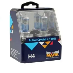 Лампа автомобильная галогеновая H4 Маяк Active Crystal +130% 24V 75/70W Р43t (2 шт.) 74430AC+130