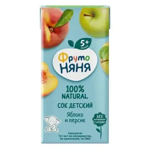 ФрутоНяня сок со вкусом "яблока и персика" 10 тетрапакетов 0.2л