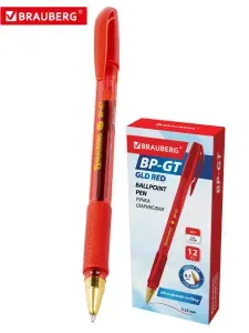 Ручка шариковая 12 шт BRAUBERG BP-GT GLD BLUE пишущий узел 0,7 мм тонированный корпус цвет чернил красный