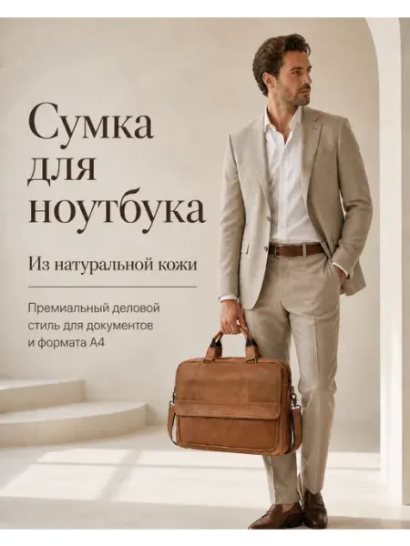 Daniele Riccardi Портфель кожаный коричневый для ноутбука А4