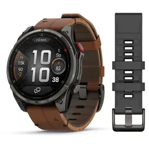 Смарт-часы Garmin Fenix 8 Prо - 47mm Amоled Sapphire Titanium Carbon Grey Chestnut Leather, 010-03198-40