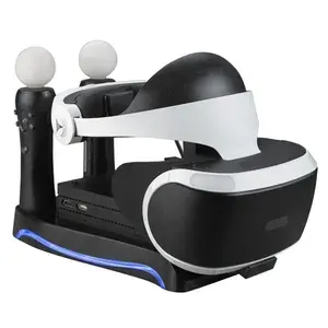 Подставка крепление с подсветкой для шлема VR V2 Sony PS4 и процессора + Зарядное устройство для 2 ps move Multi-functional stand 4 в 1 KJH кронтейн