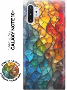 Силиконовый чехол на Samsung Galaxy Note 10+ с принтом "Разноцветный витраж"
