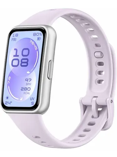 Умные часы HUAWEI Band 11 серебристые, с фиолетовым ремешком