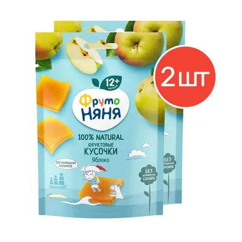 Кусочки фруктовые ФрутоНяня из яблок 53г с 12 месяцев 2 шт