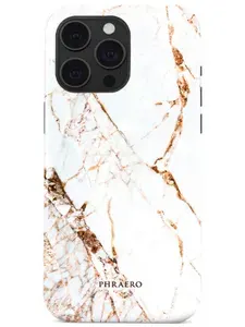Чехол для iPhone 14 Pro фирменный / кейс на айфон 14 Про Мрамор Carrara Gold