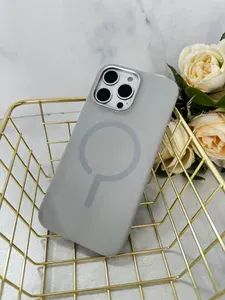 Чехол для iPhone 16 Pro / айфон 16 про Светло-серый с кольцом магсейф magsafe Bucksuiti soft-touch покрытие