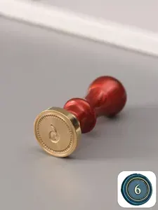 Печать для сургуча с пластиковой ручкой Классика цифра 6 , 2.5 2.5 6.3 см