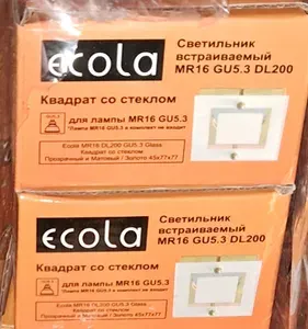 2 Светильника (набор) встраиваемые ECOLA MR16 GU5.3 DL200 золото со стеклом FG16ASECB