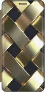 Чехол-книжка на Samsung Galaxy J3 (2017) / Самсунг Джей 3 2017 с 3D принтом "Золотистое плетение" золотой