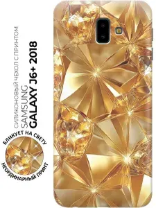 Силиконовый чехол на Samsung Galaxy J6+ (2018) с принтом "Желтый сапфир"