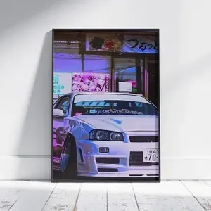 Плакат на стену для интерьера ЖДМ (Nissan Skyline GT-R 8) - Постер по японским машинам JDM формата А4 (21x30 см)
